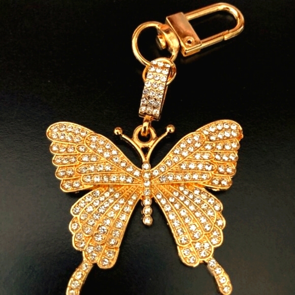 BAG CHARM GOLD-TONED BUTTERFLY WITH ELEGANT BEJEWELED ACCENTS - Picture 2 of 7